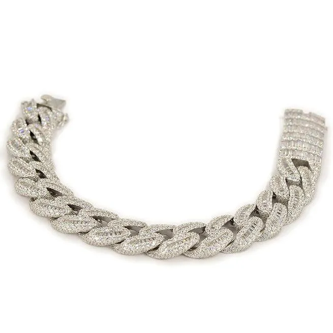 JDB1013 - Silver Baguette Cuban Bracelet