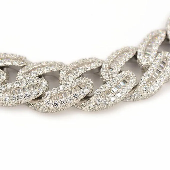 JDB1013 - Silver Baguette Cuban Bracelet