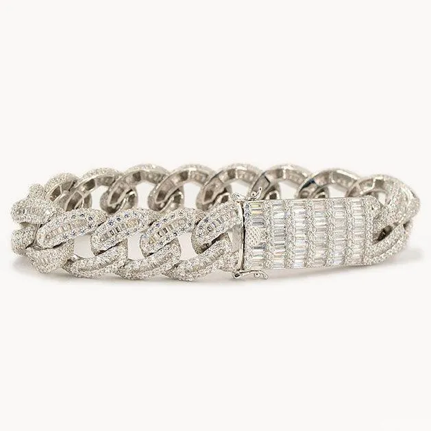 JDB1013 - Silver Baguette Cuban Bracelet