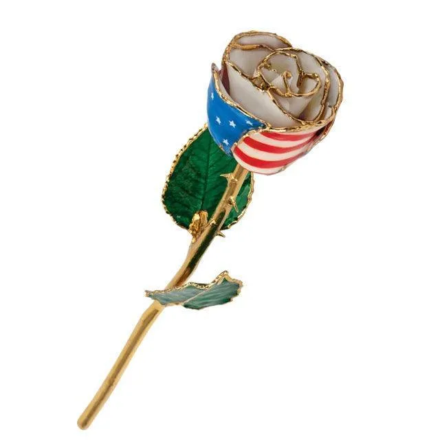 JDSP61-9059 - LACQUERED PATRIOTIC ROSE WITH GOLD TRIM