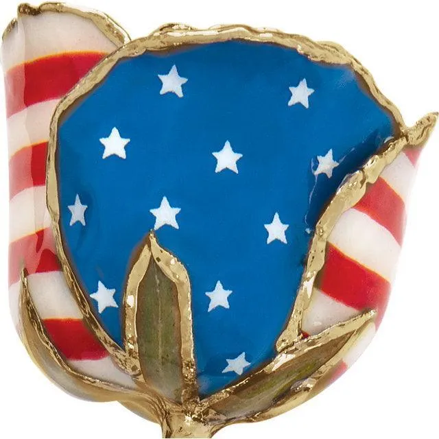 JDSP61-9059 - LACQUERED PATRIOTIC ROSE WITH GOLD TRIM