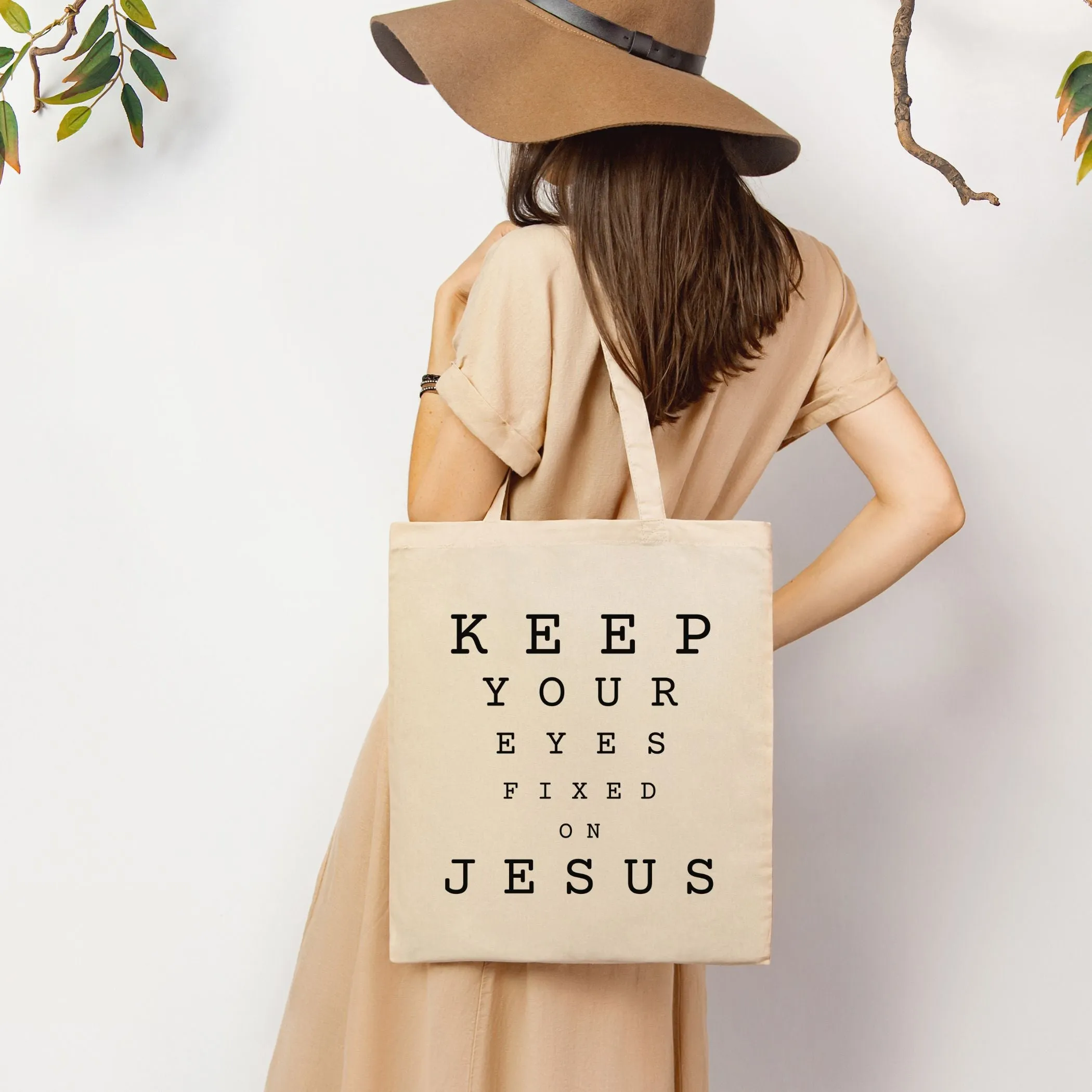 Keep Your Eyes Fixed on Jesus Tote Bag