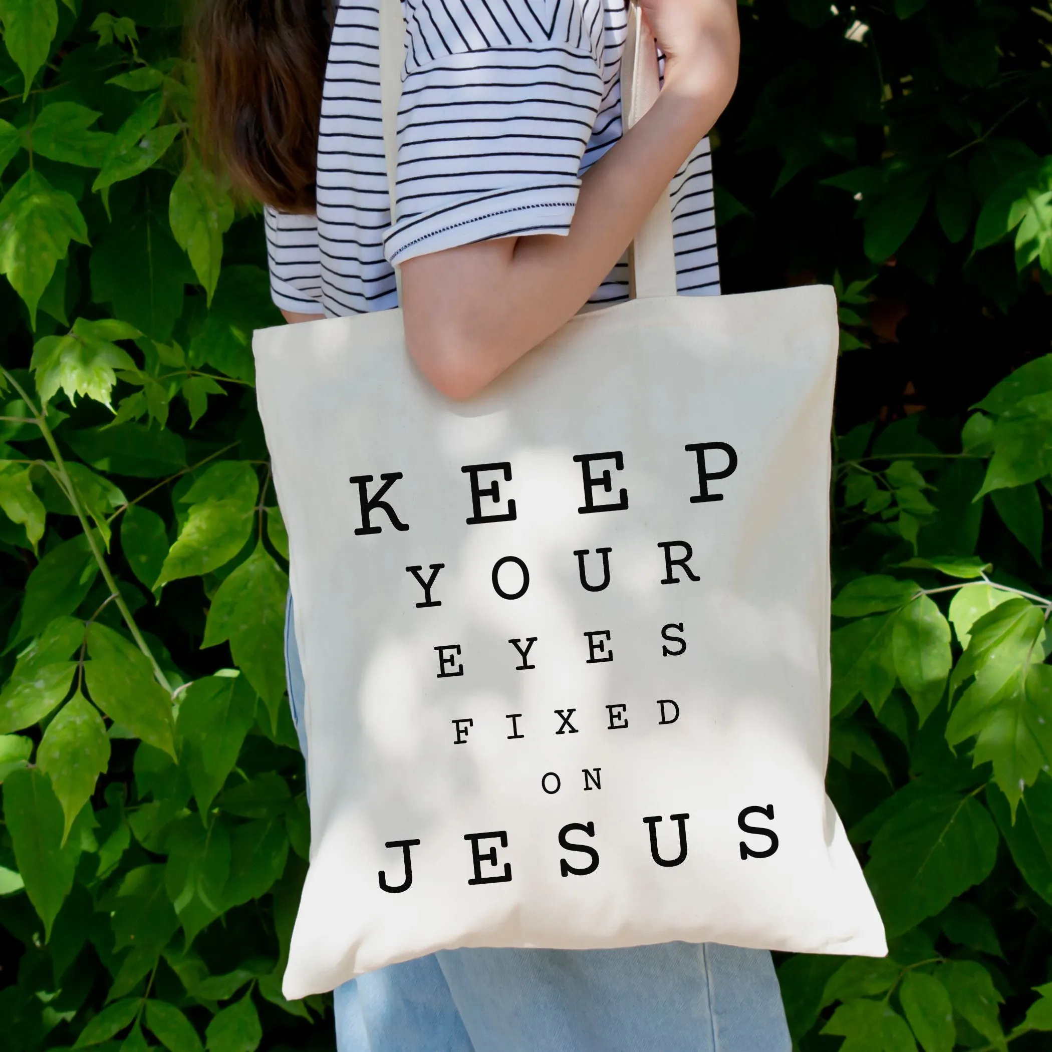 Keep Your Eyes Fixed on Jesus Tote Bag