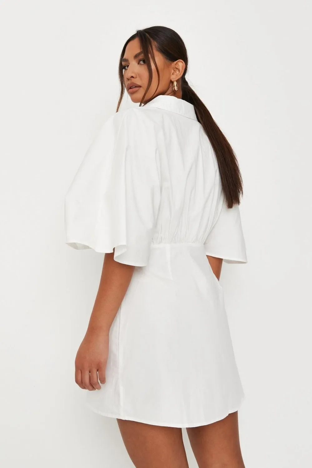 Kimono Sleeve White Print Dress