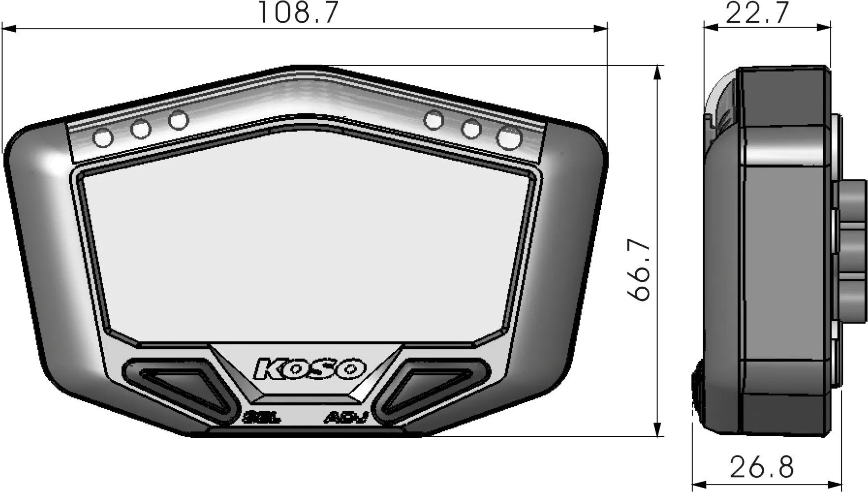 KOSO BA029001 X-2 Boost Gauge w/Air/Fuel Ratio & Temperature