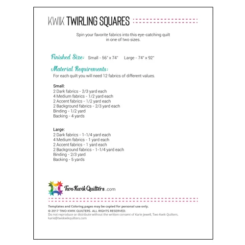 Kwik Twirling Squares  Pattern
