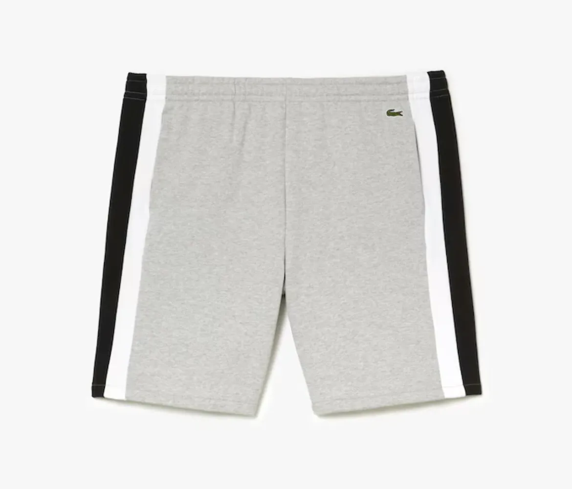 Lacoste Men’s Brushed Fleece Colorblock Shorts Grey/Black GH5584-51-SJ1