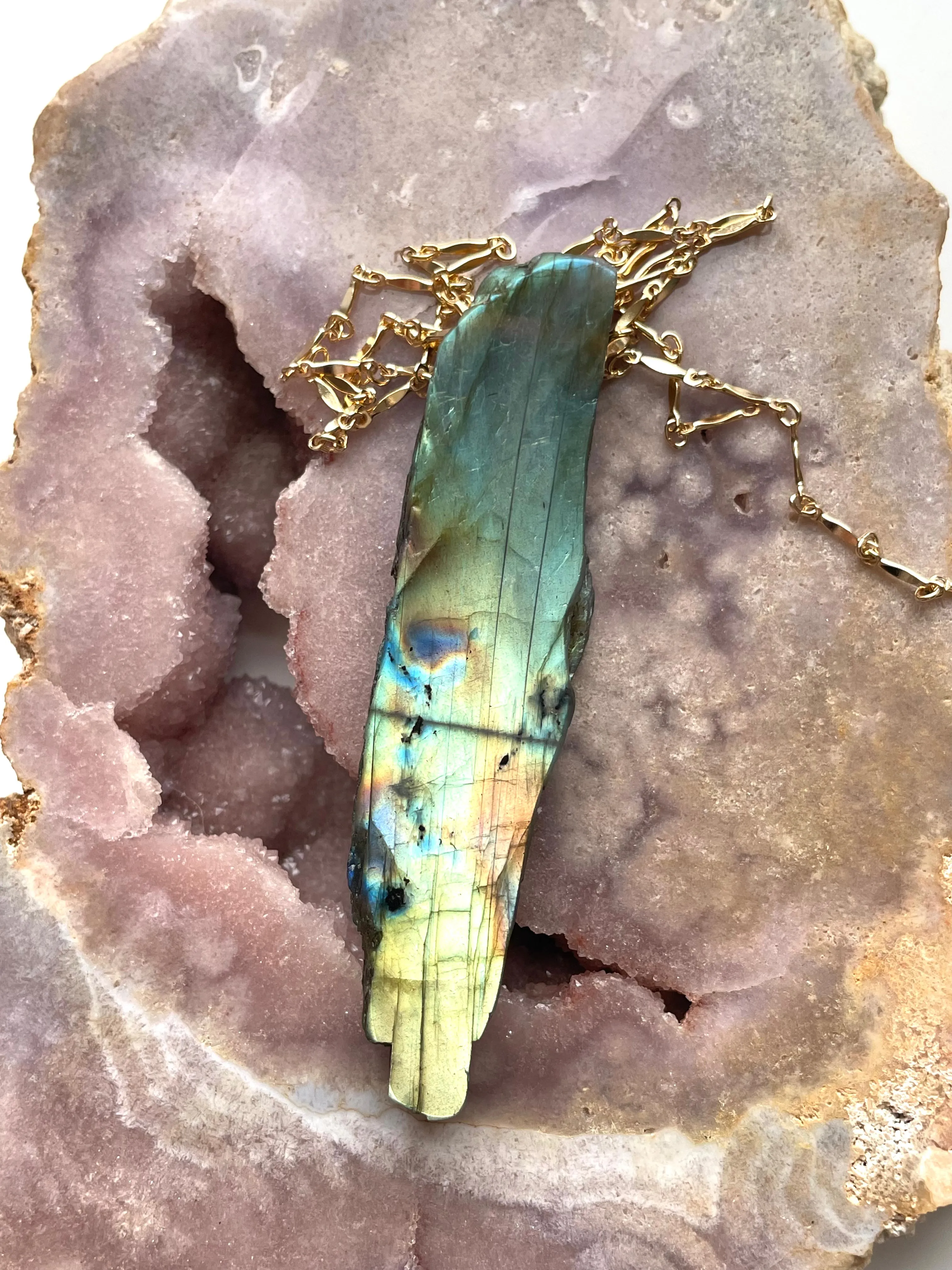 Large Labradorite Statement Crystal necklace