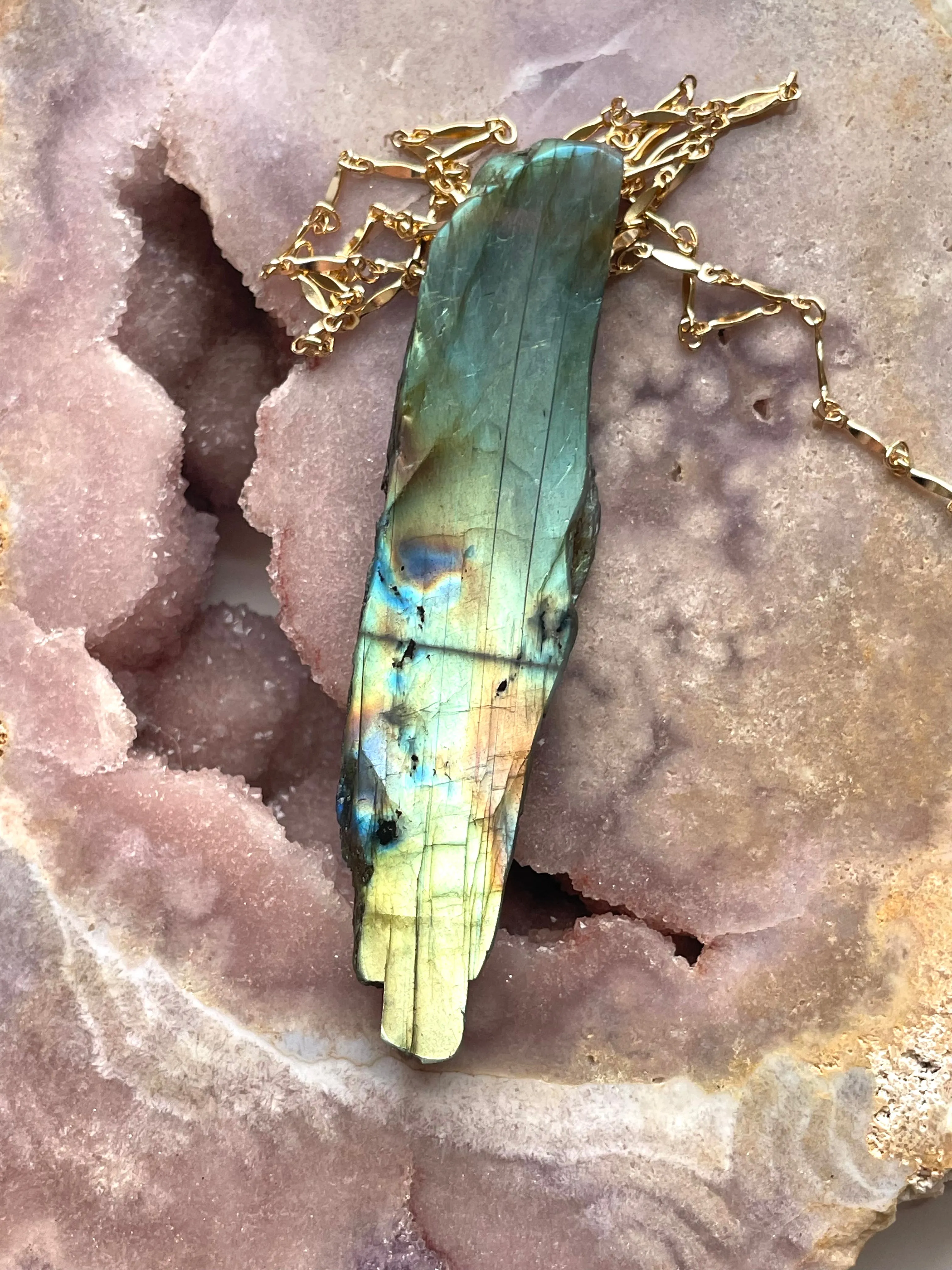 Large Labradorite Statement Crystal necklace