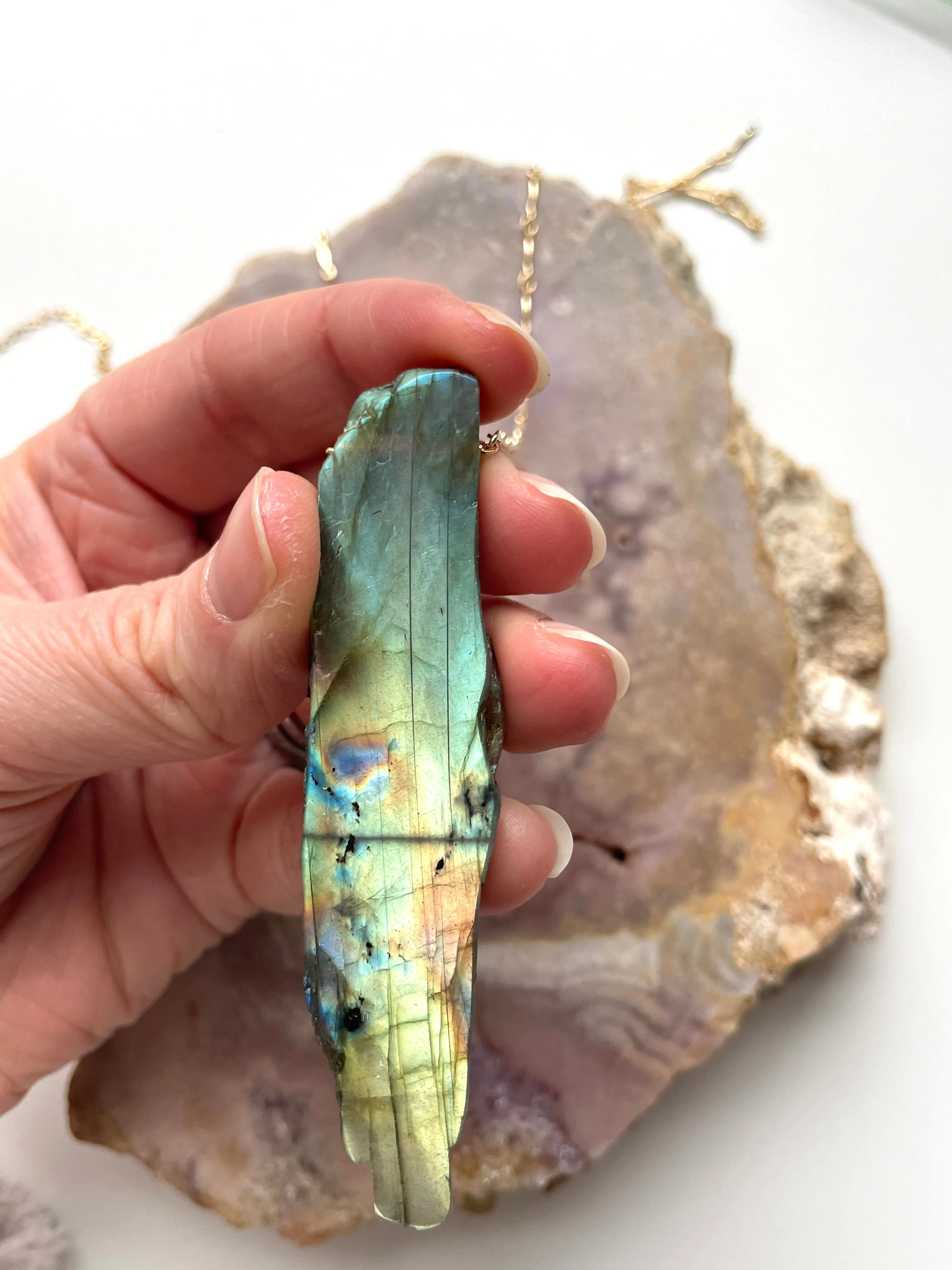 Large Labradorite Statement Crystal necklace