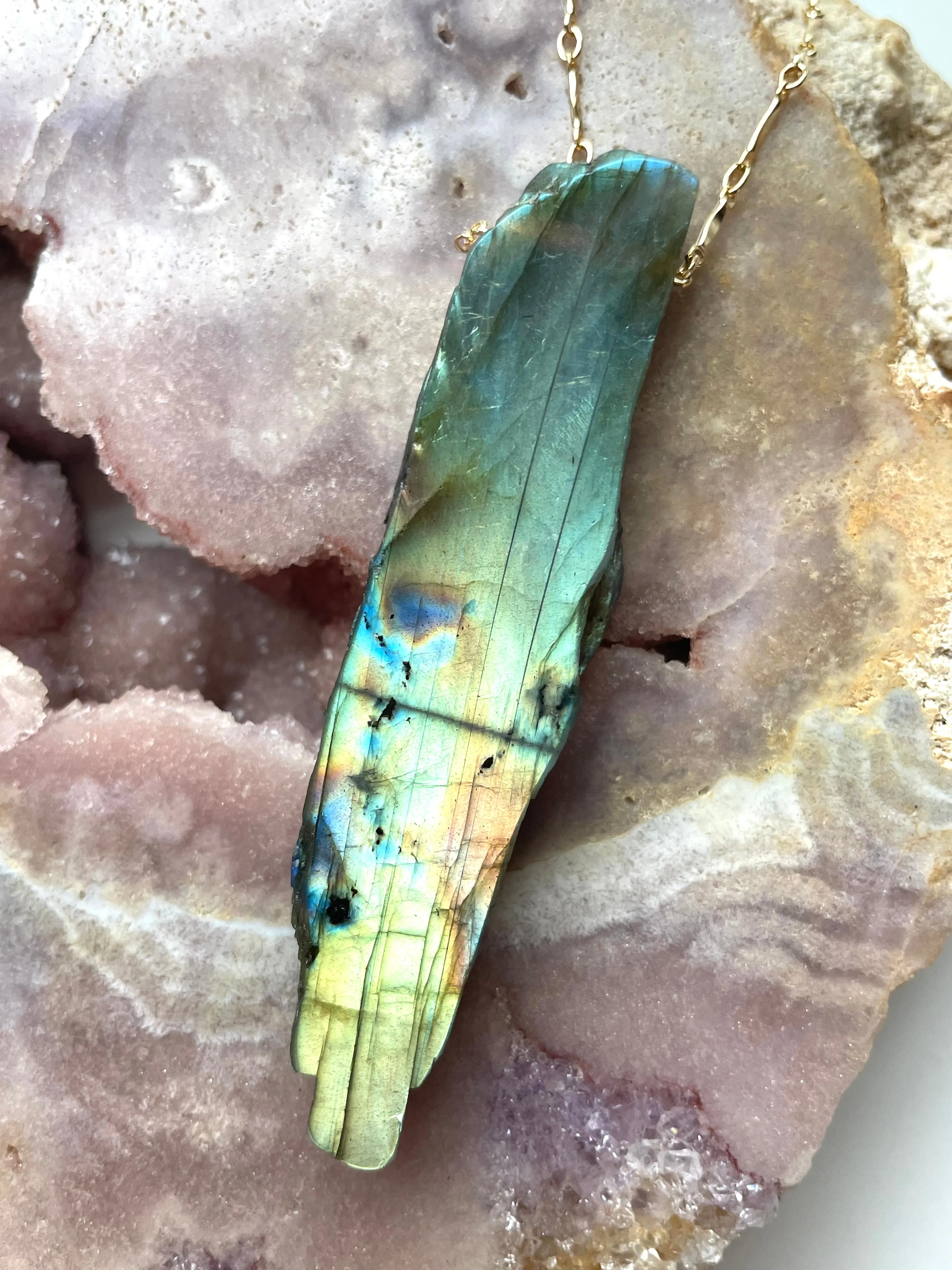 Large Labradorite Statement Crystal necklace