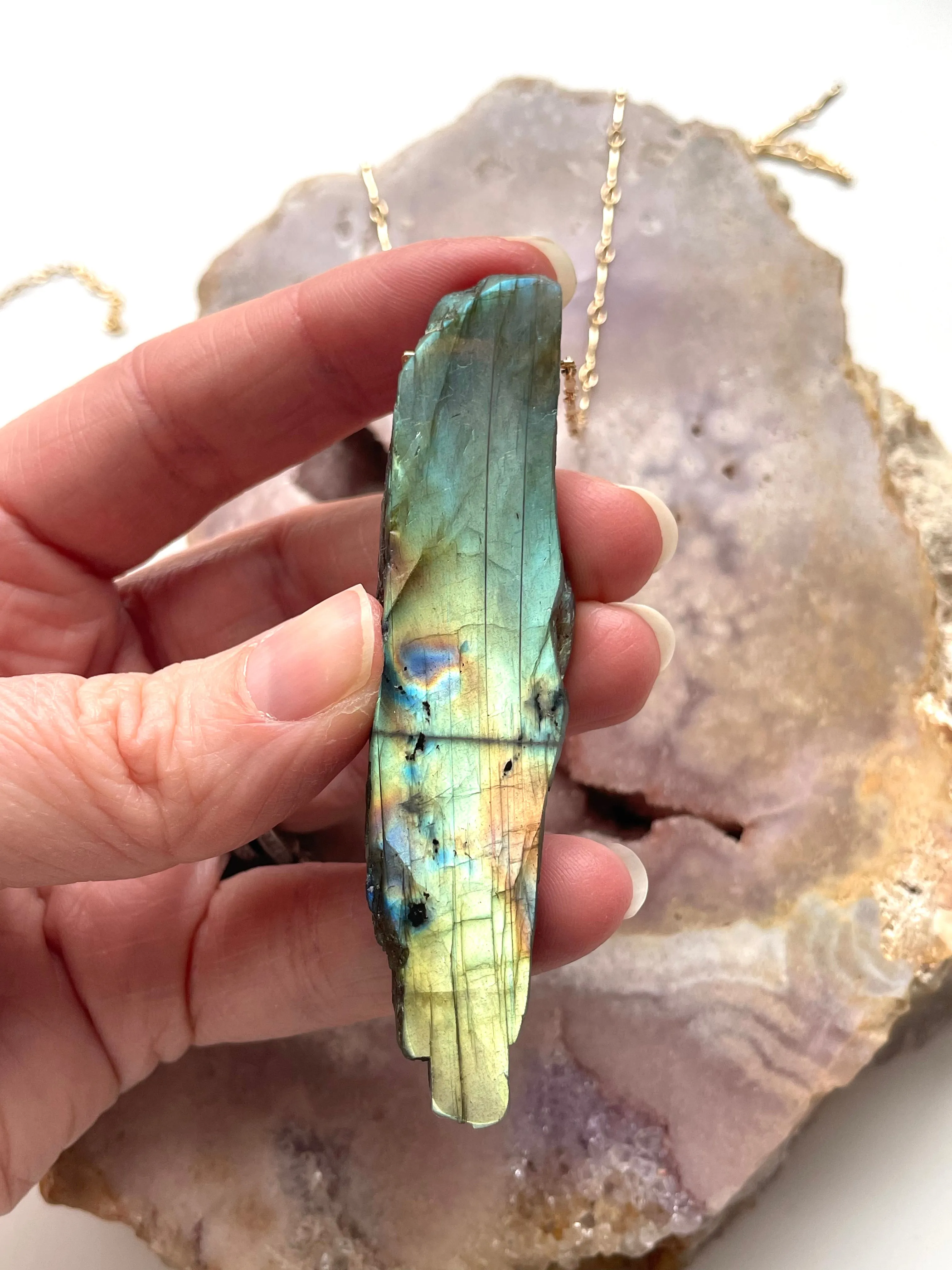 Large Labradorite Statement Crystal necklace