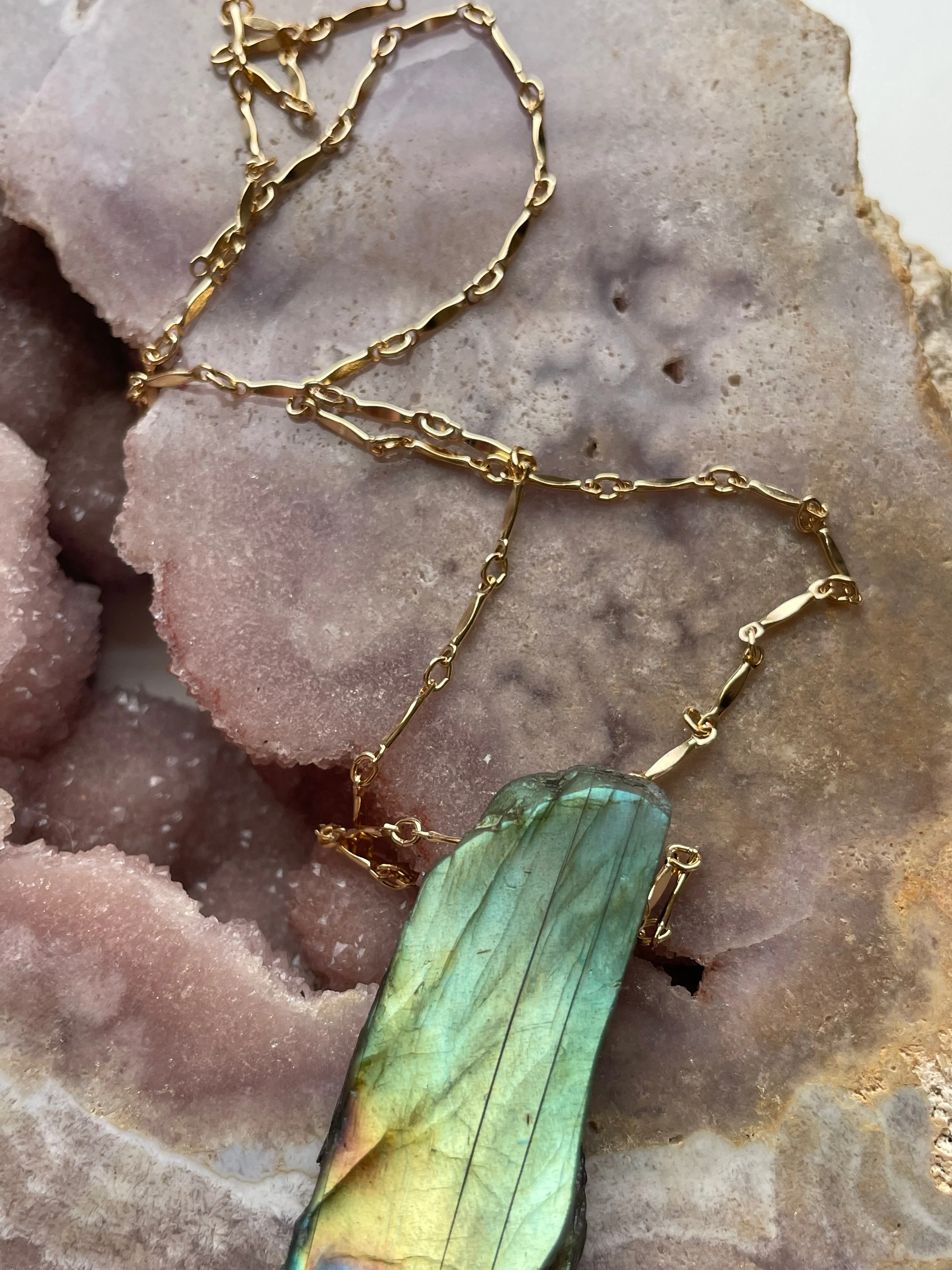 Large Labradorite Statement Crystal necklace