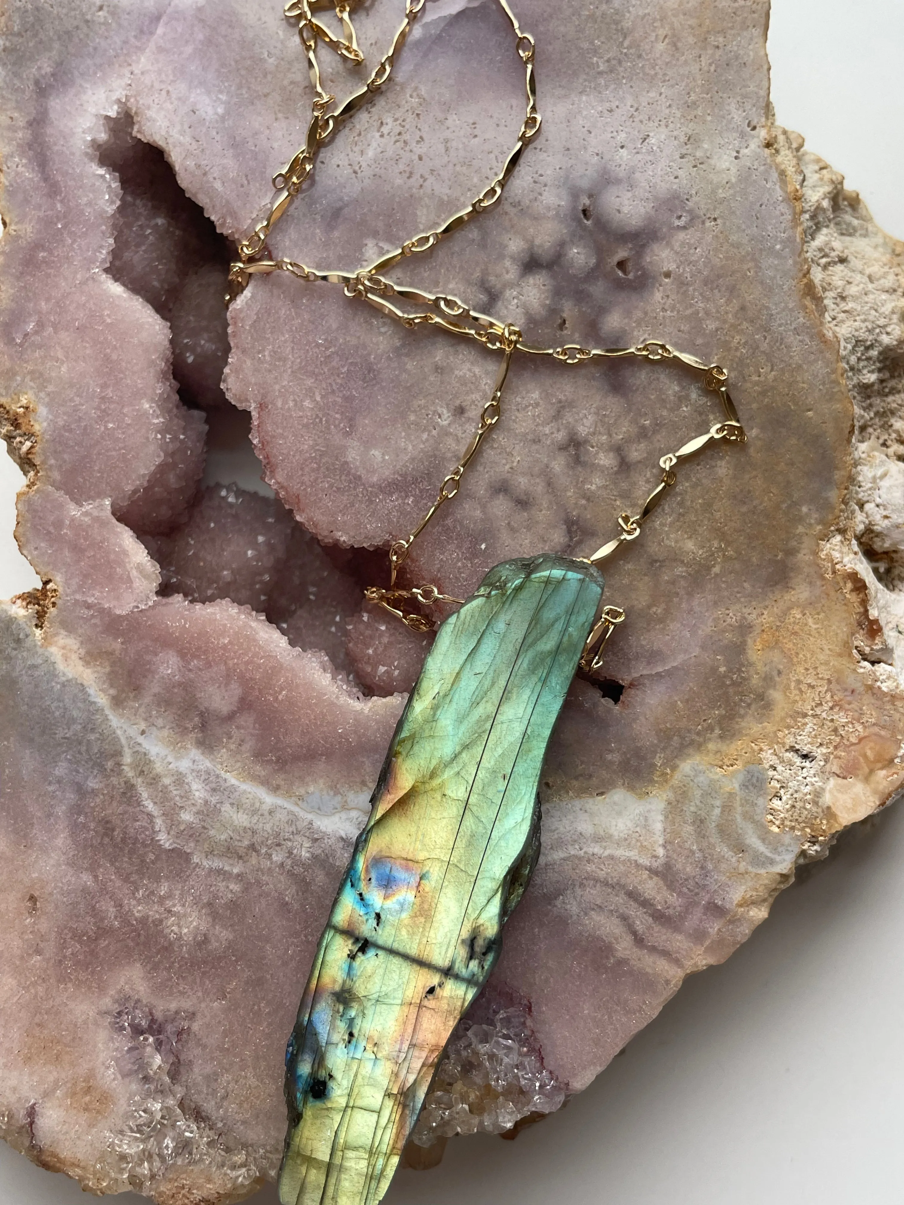 Large Labradorite Statement Crystal necklace