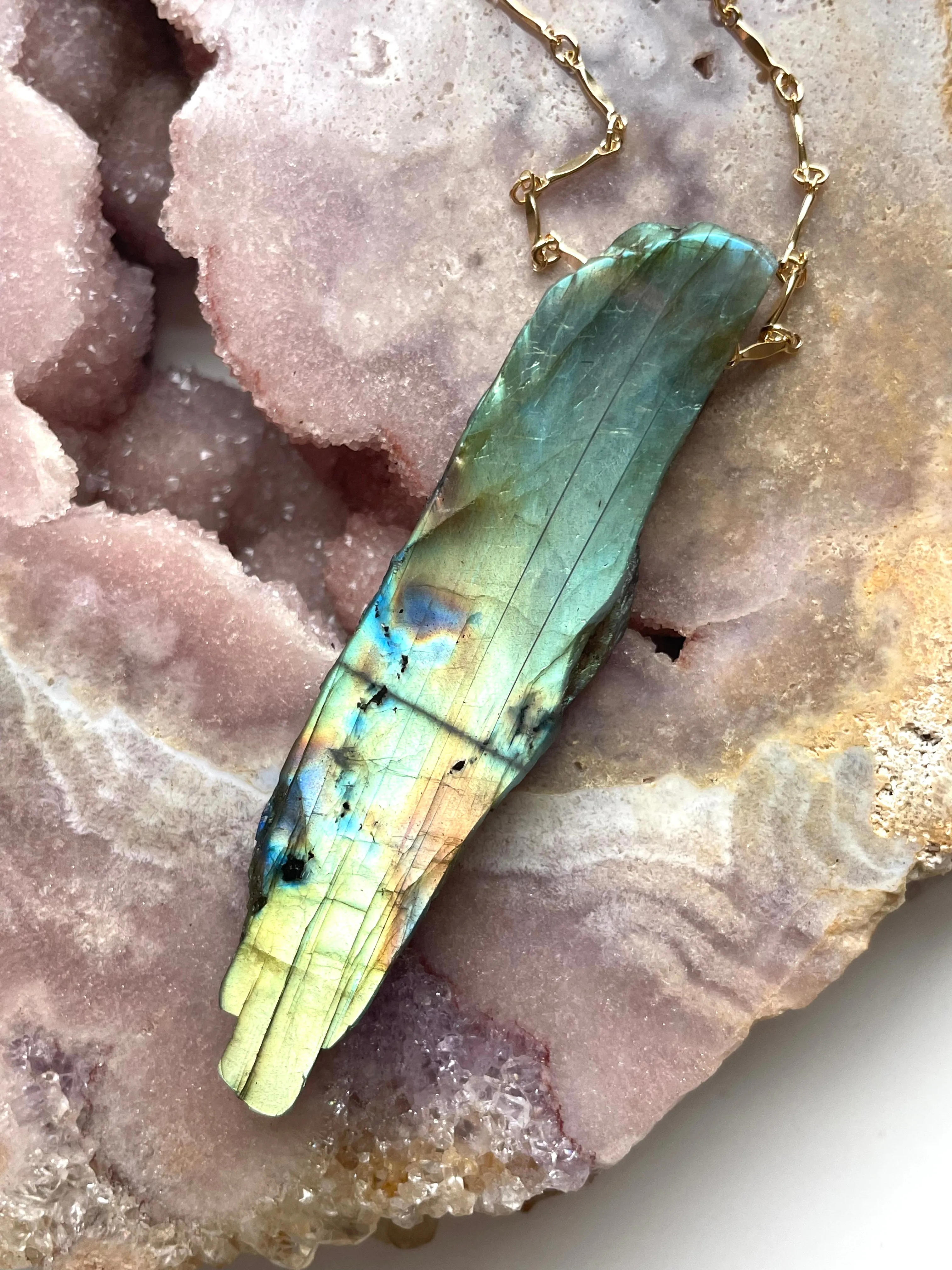 Large Labradorite Statement Crystal necklace