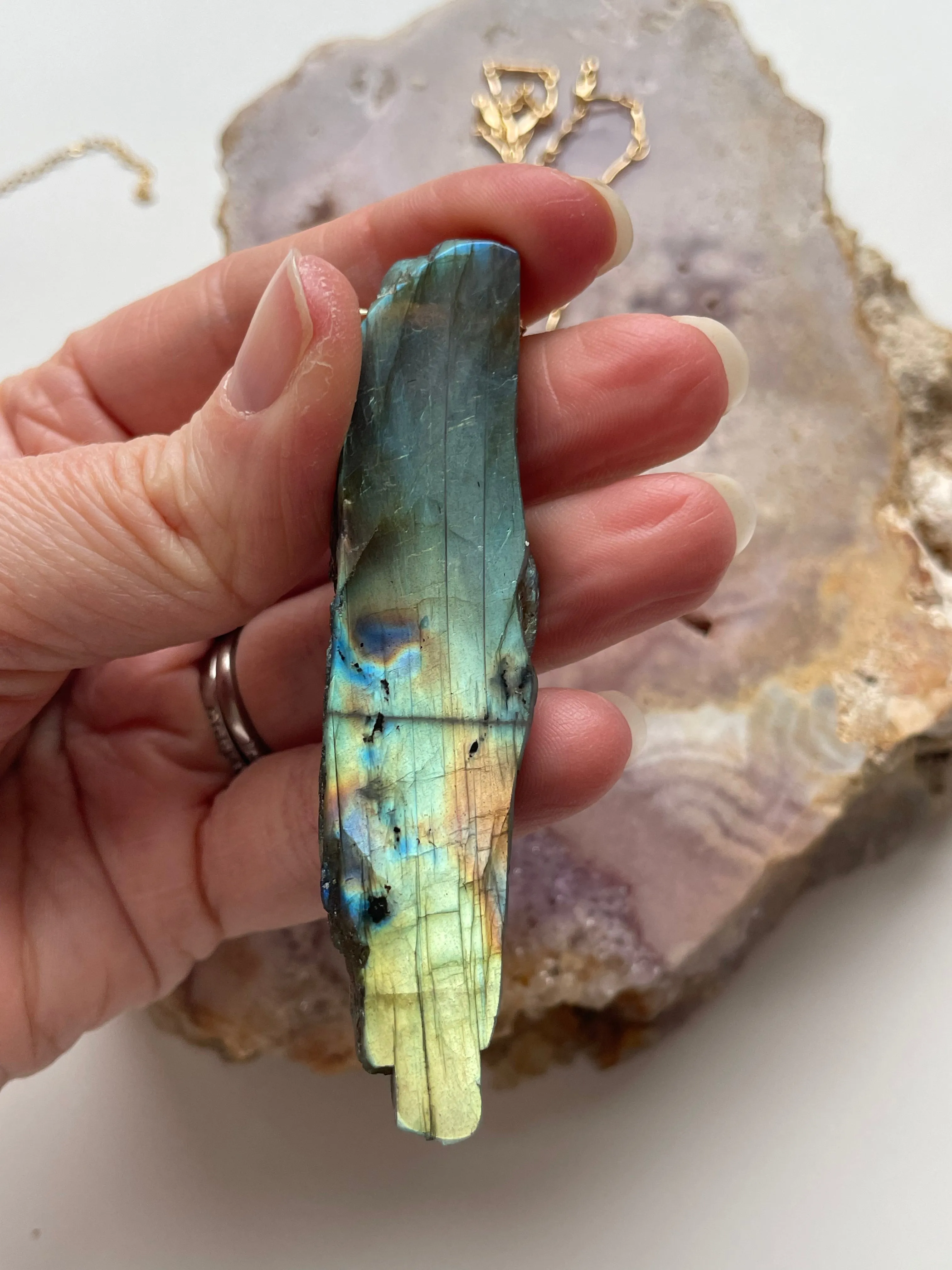 Large Labradorite Statement Crystal necklace