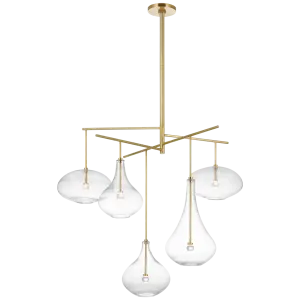 Lomme XL Chandelier in Soft Brass with Clear Glass