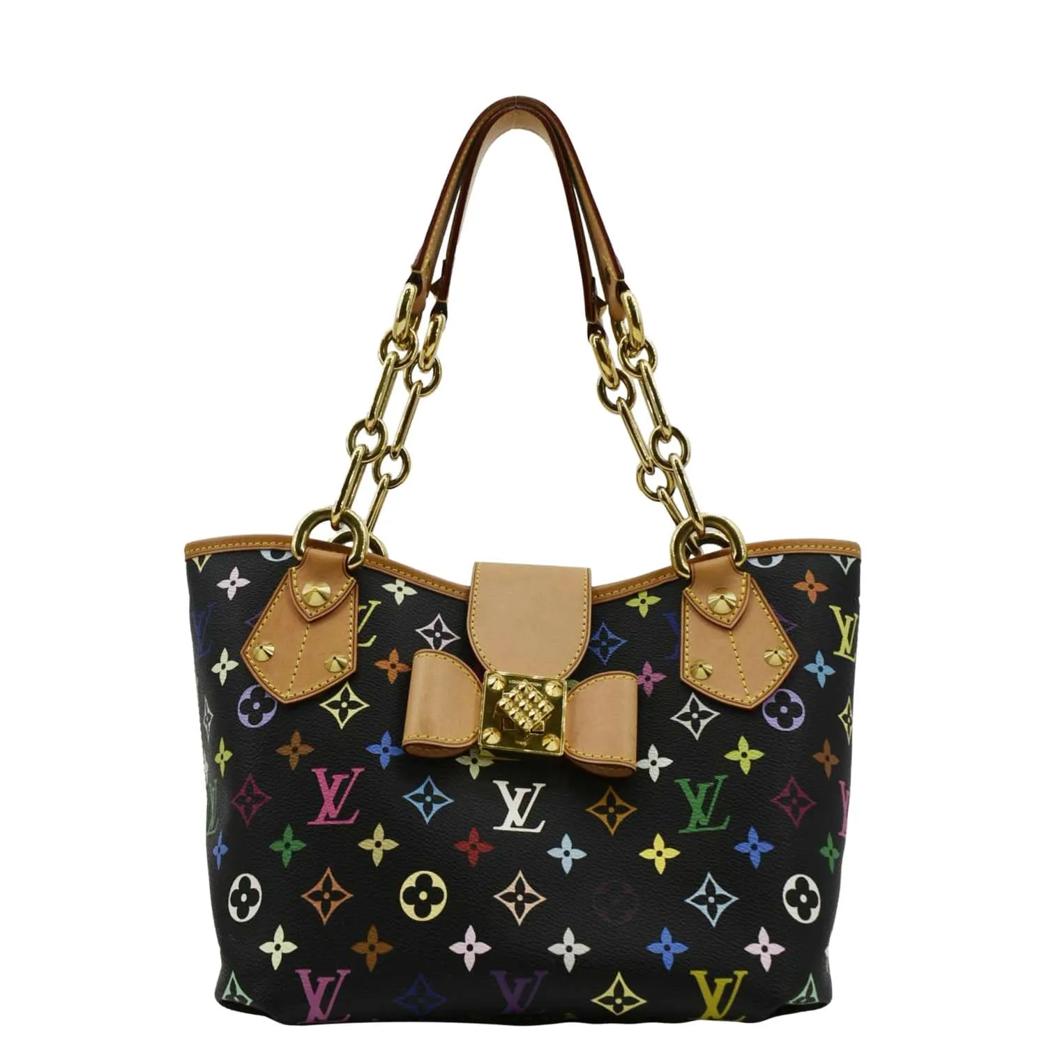 LOUIS VUITTON Annie MM Multicolor Monogram Canvas Shoulder Bag Black