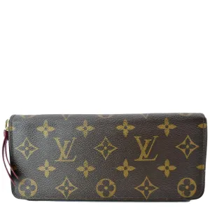 LOUIS VUITTON Clemence Monogram Canvas Zippy Wallet Brown