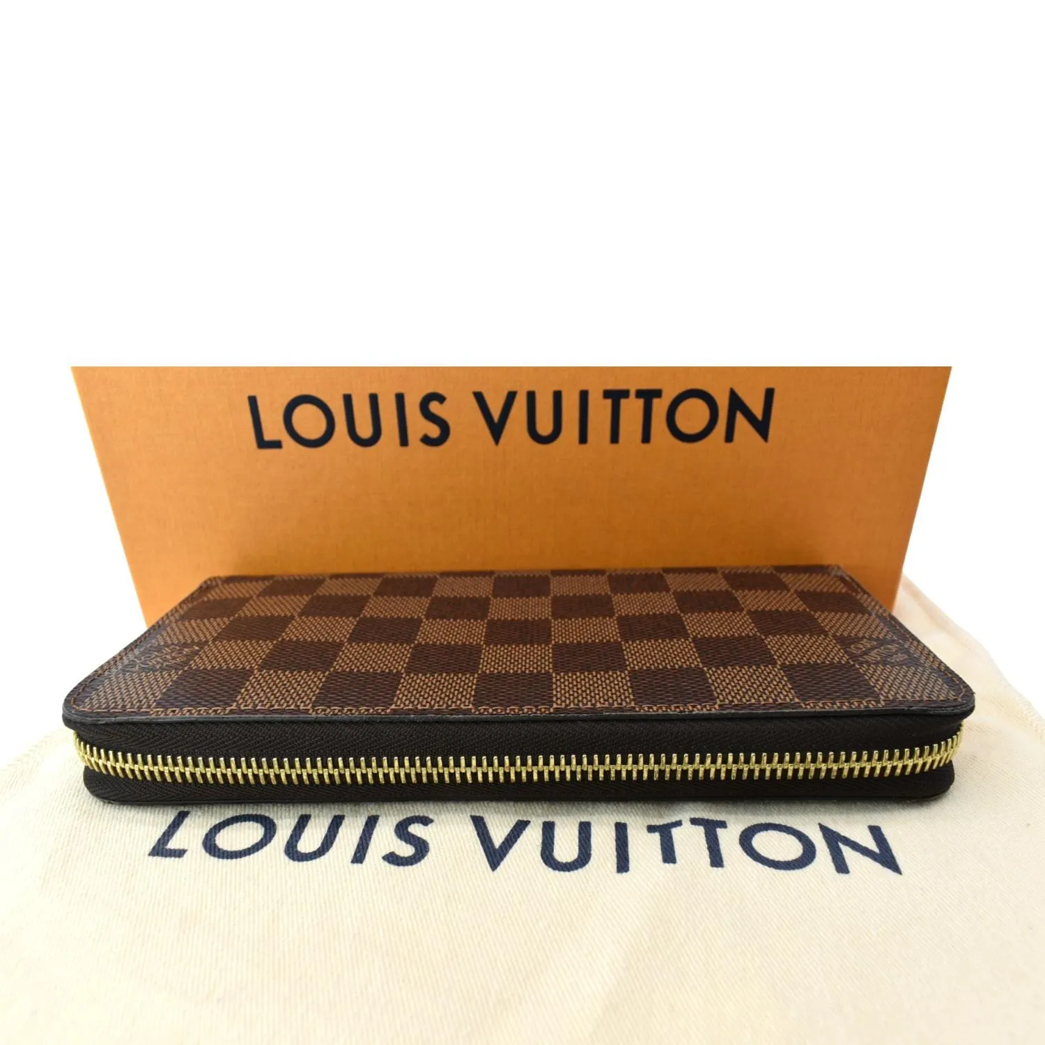 LOUIS VUITTON Damier Ebene Zippy Long Wallet Brown