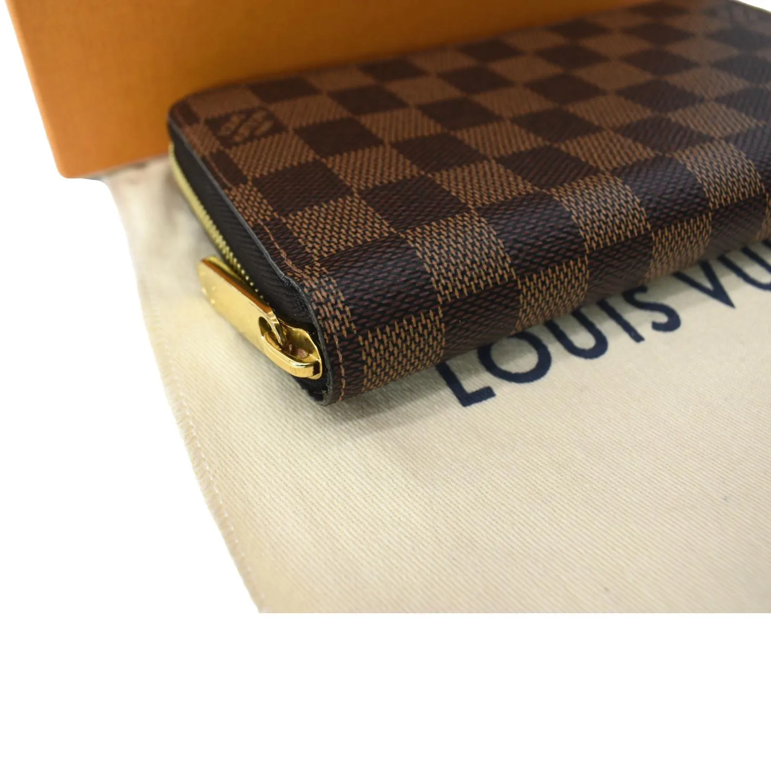 LOUIS VUITTON Damier Ebene Zippy Long Wallet Brown