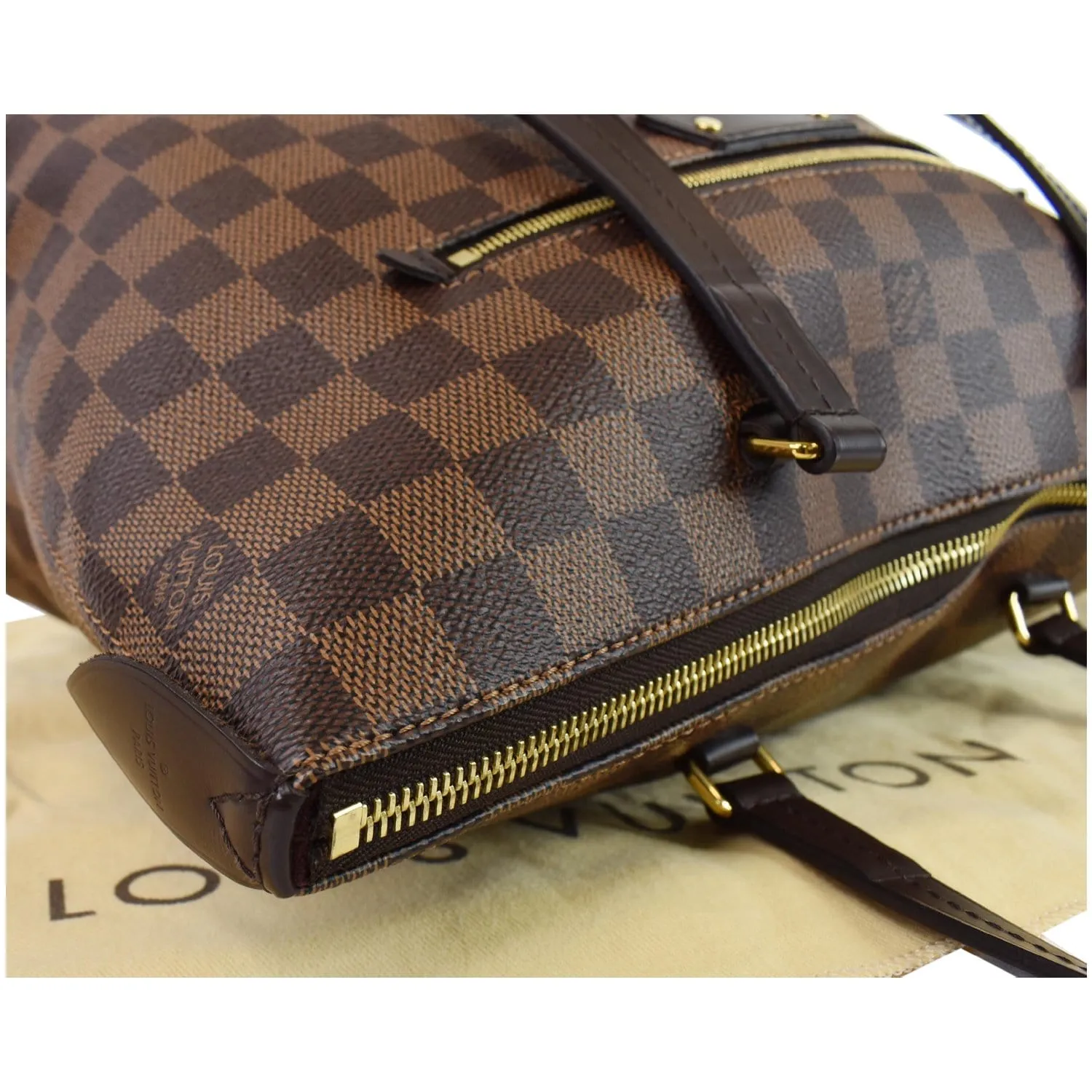 LOUIS VUITTON Iena PM Damier Ebene Tote Bag Brown