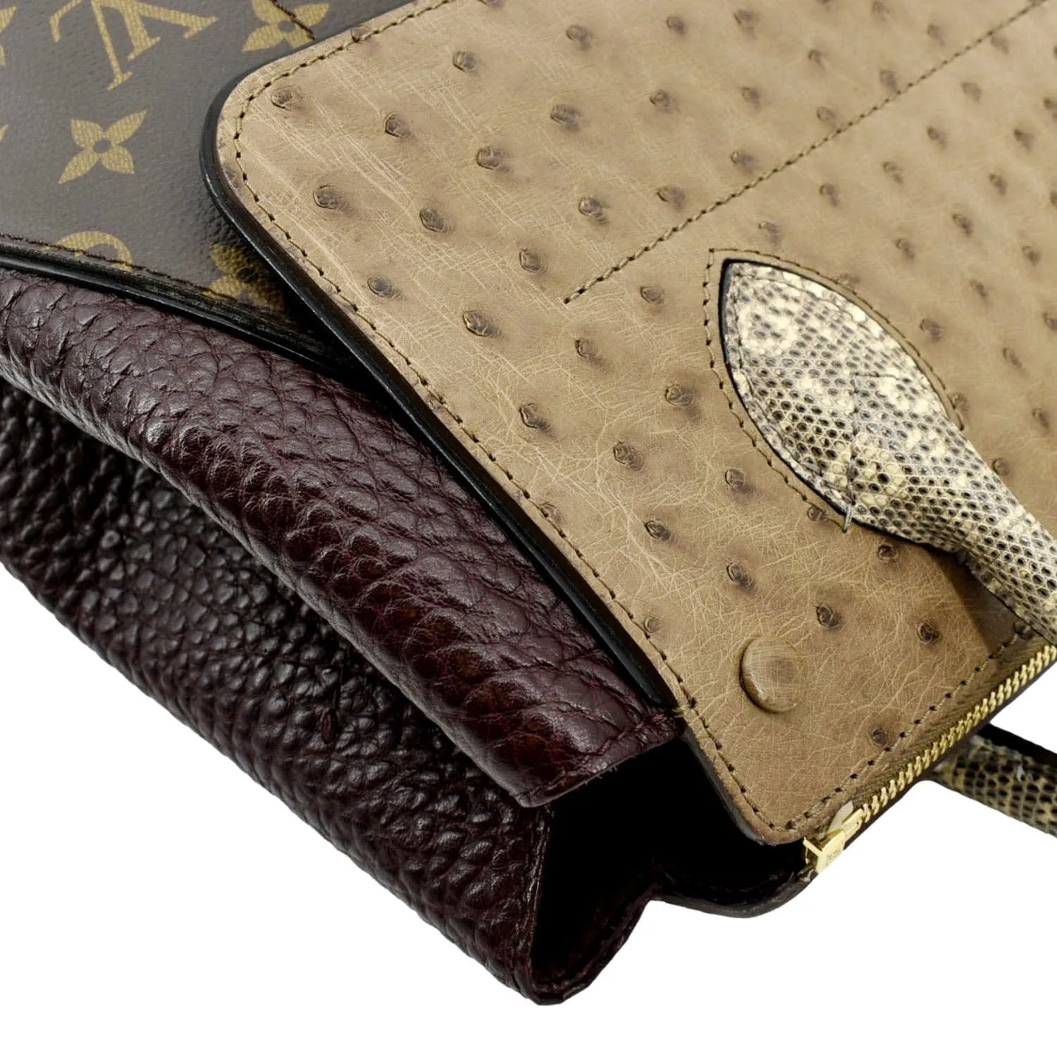 LOUIS VUITTON Majestueux Monogram Canvas Exotic Tote Bag Brown