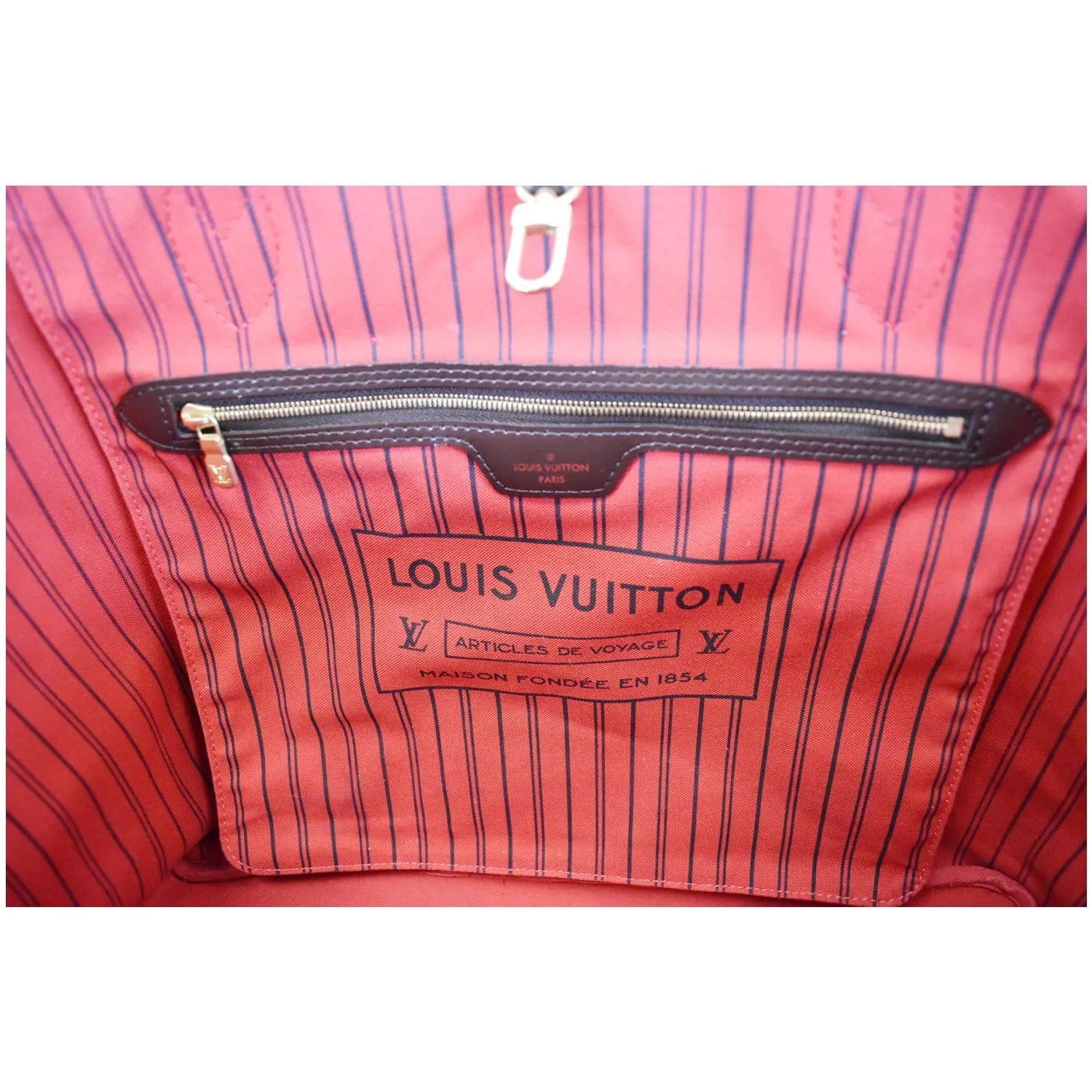 LOUIS VUITTON Neverfull GM Damier Ebene Tote Bag Brown