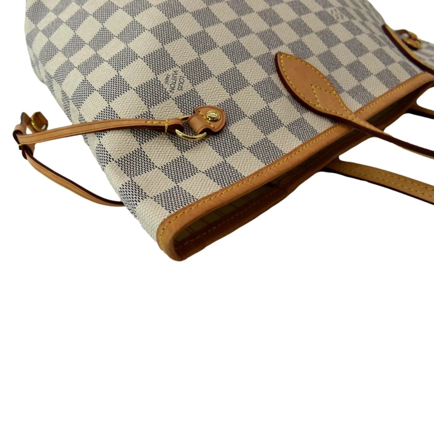 LOUIS VUITTON Neverfull MM Damier Azur Shoulder Bag White
