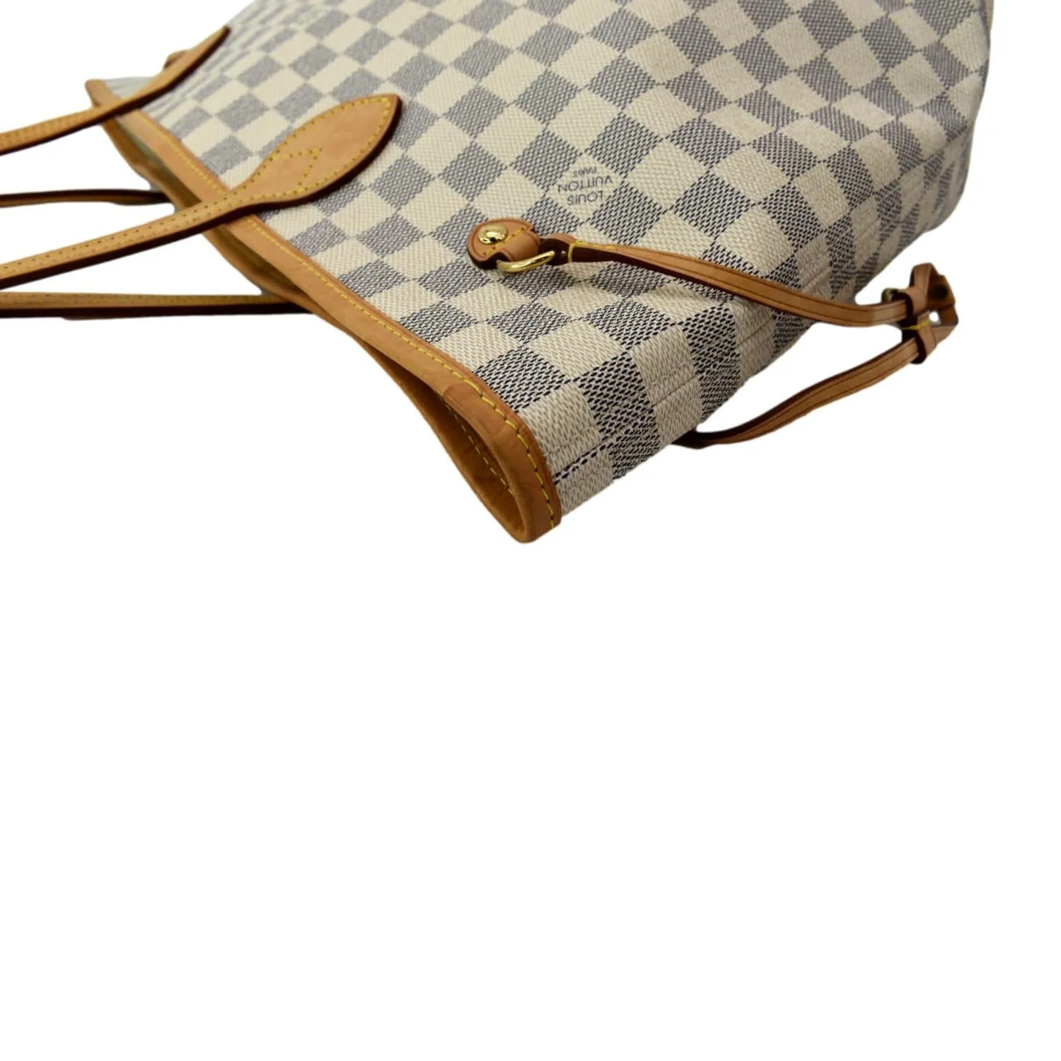 LOUIS VUITTON Neverfull MM Damier Azur Shoulder Bag White