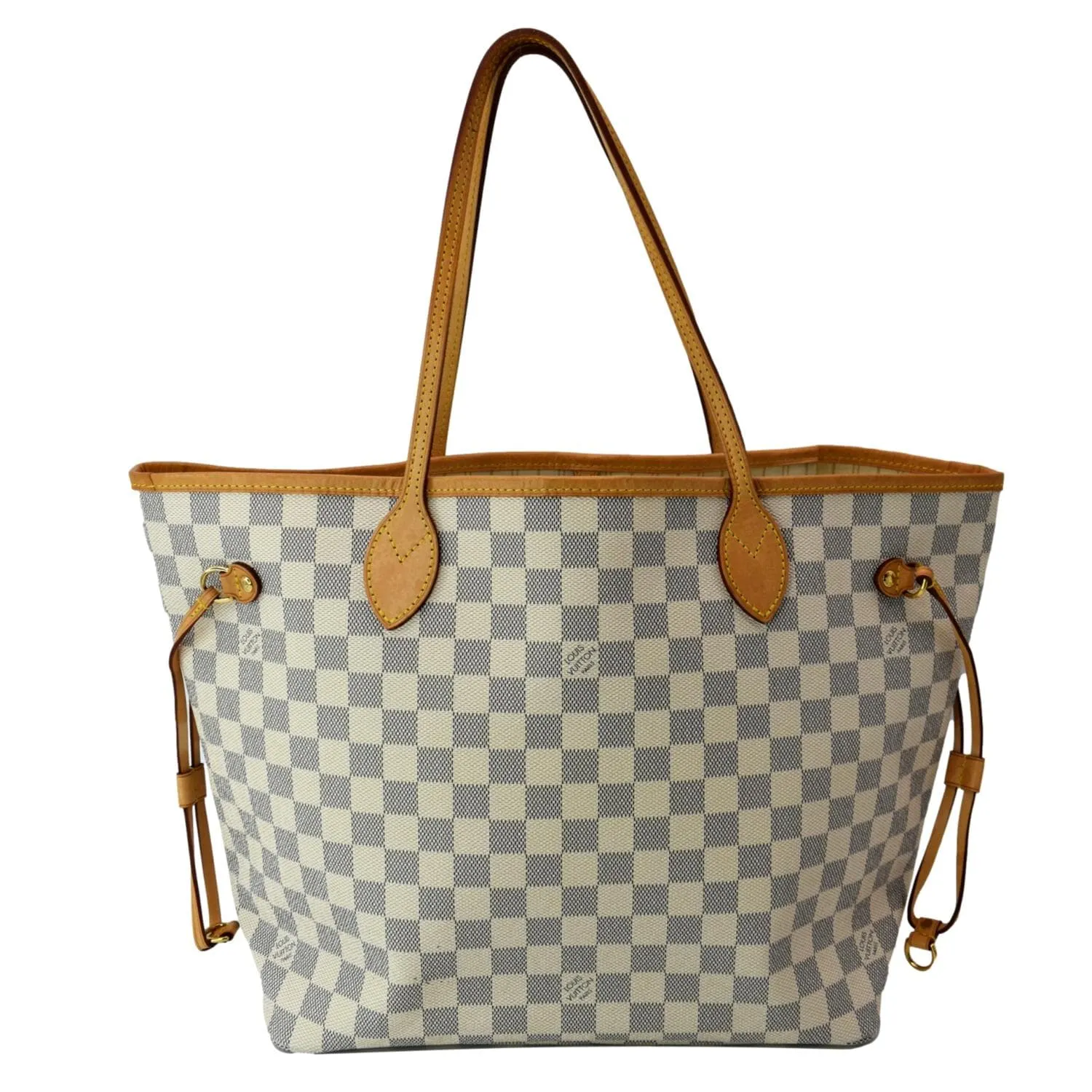 LOUIS VUITTON Neverfull MM Damier Azur Shoulder Bag White