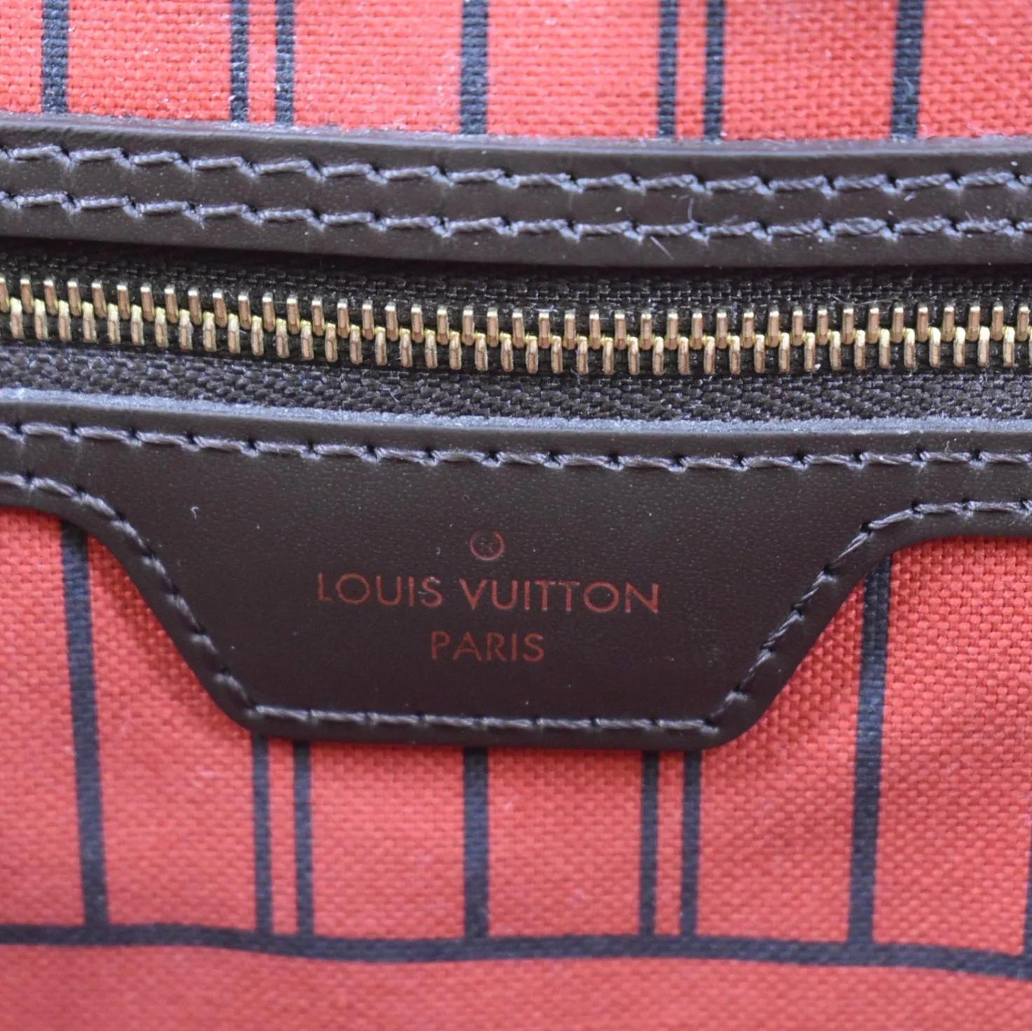 LOUIS VUITTON Neverfull MM Damier Ebene Shoulder Bag Brown