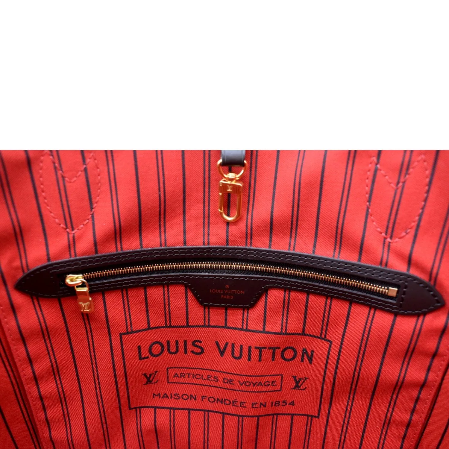 LOUIS VUITTON Neverfull MM Damier Ebene Tote Bag Brown