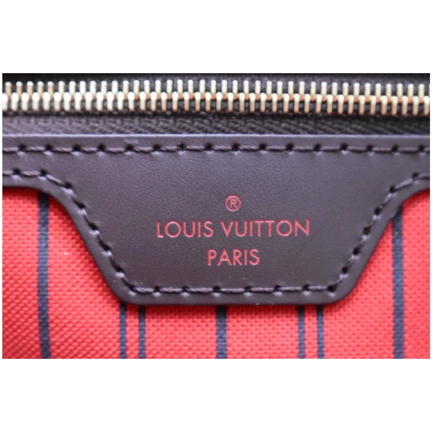 LOUIS VUITTON Neverfull MM Damier Ebene Tote Bag Brown
