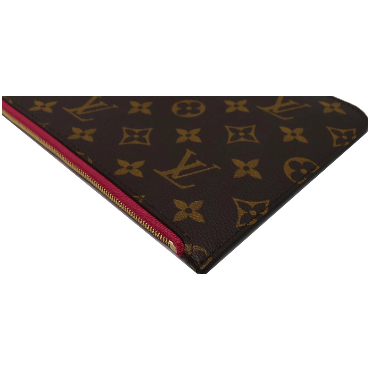 LOUIS VUITTON Neverfull MM Monogram Canvas Pochette Wristlet Pouch Brown