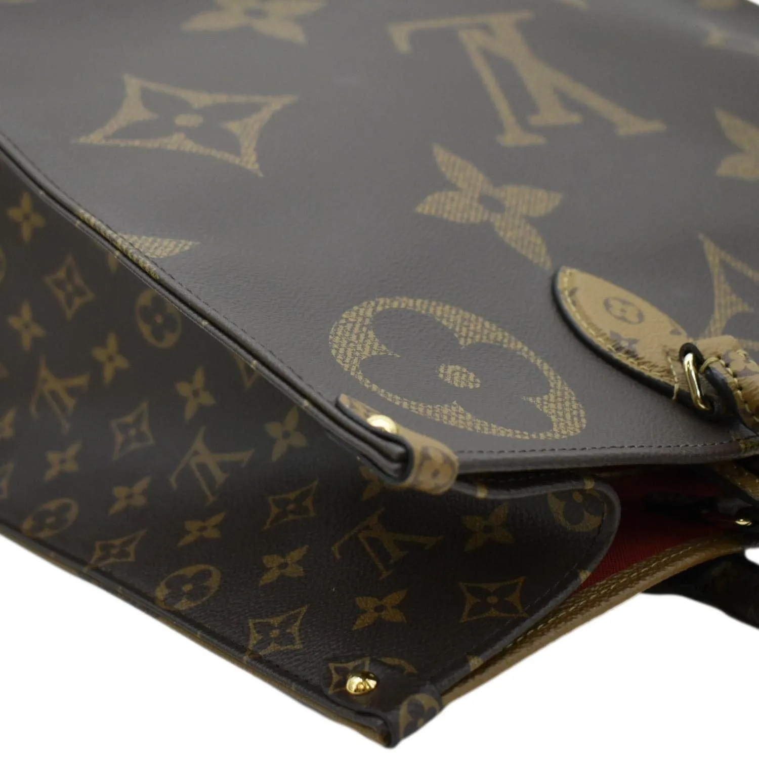 LOUIS VUITTON Onthego GM Giant Monogram Reverse Canvas Tote Bag Brown