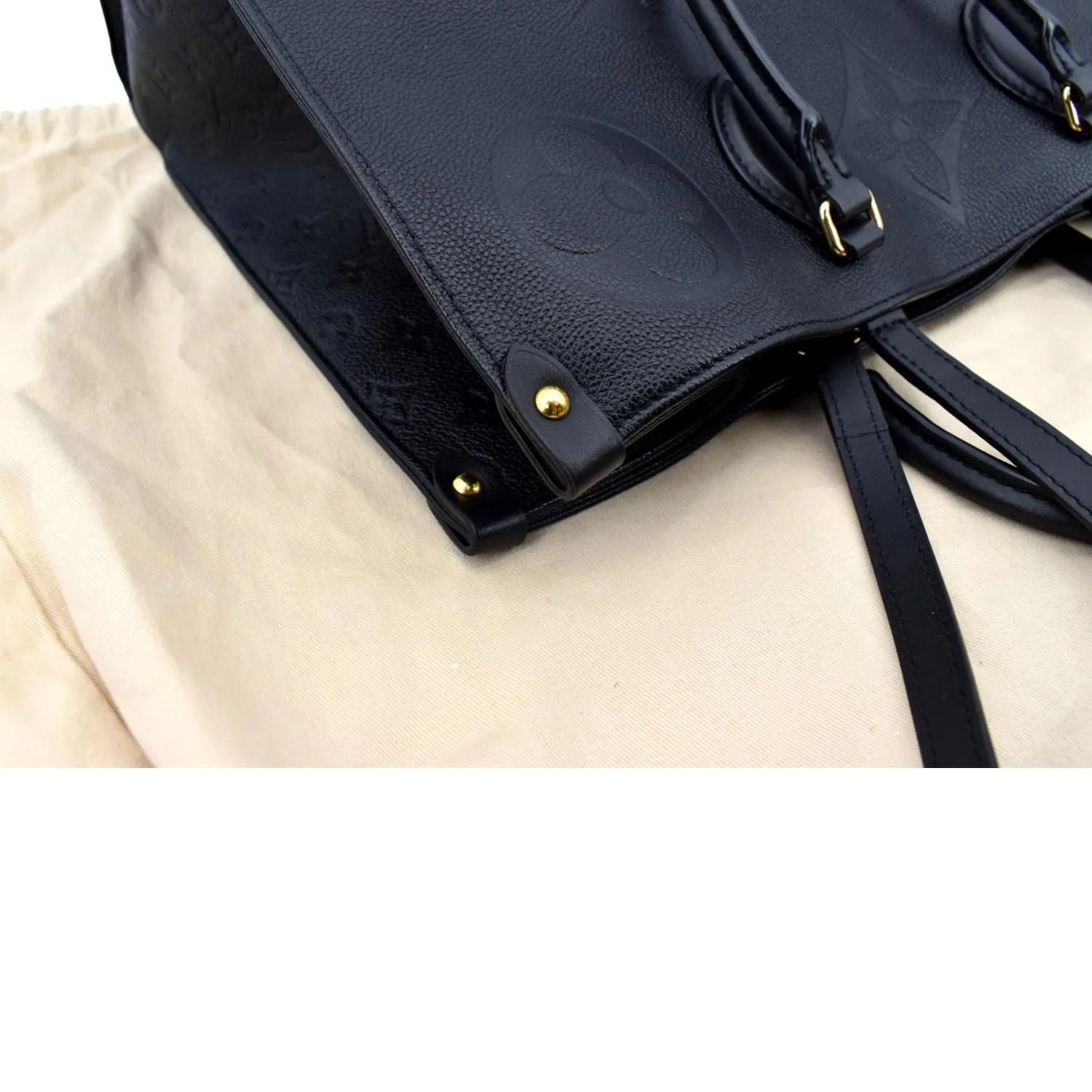 LOUIS VUITTON Onthego GM Monogram Empreinte Leather Tote Bag Black - New Year Deals