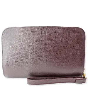LOUIS VUITTON Orsay Taiga Leather Clutch Bag Purple