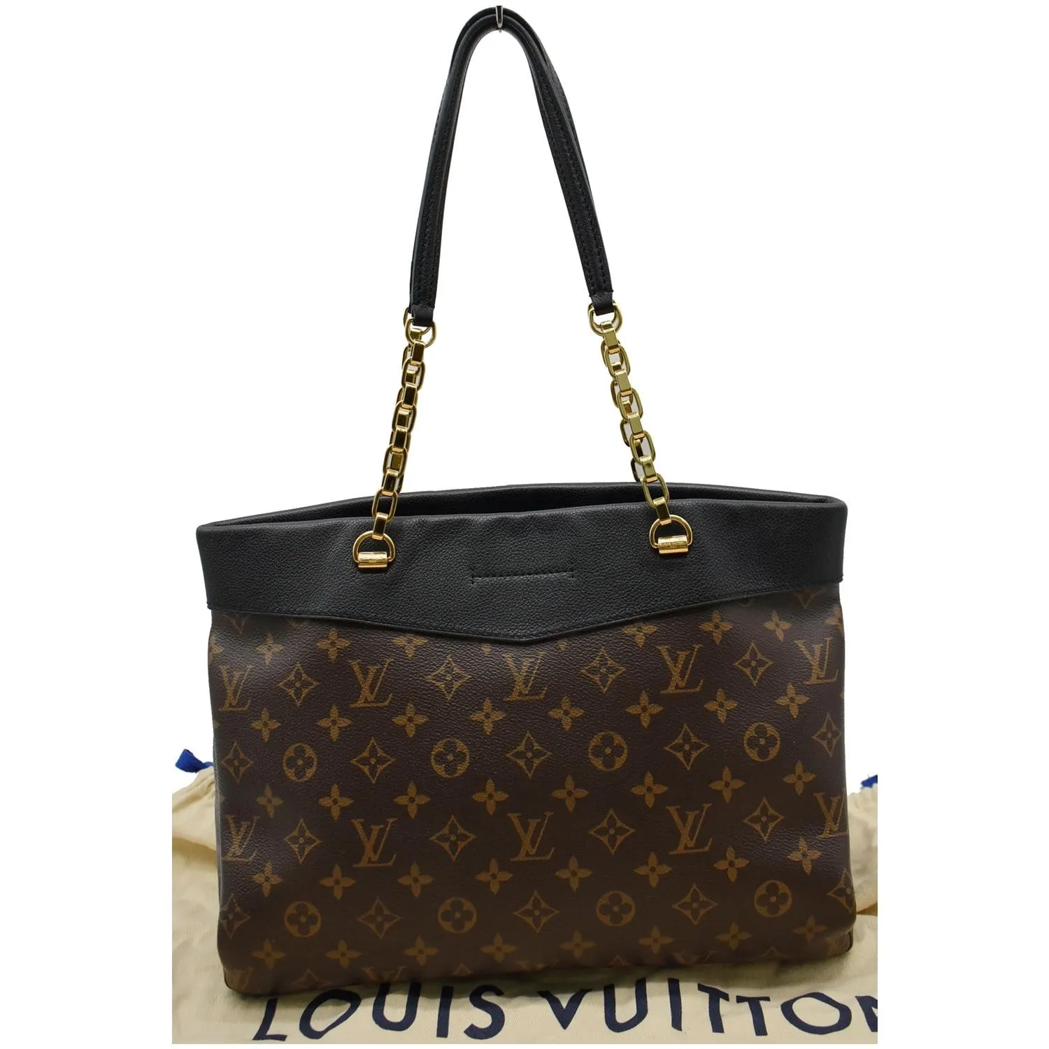 LOUIS VUITTON Pallas Chain Monogram Canvas Shopper Tote Bag Brown