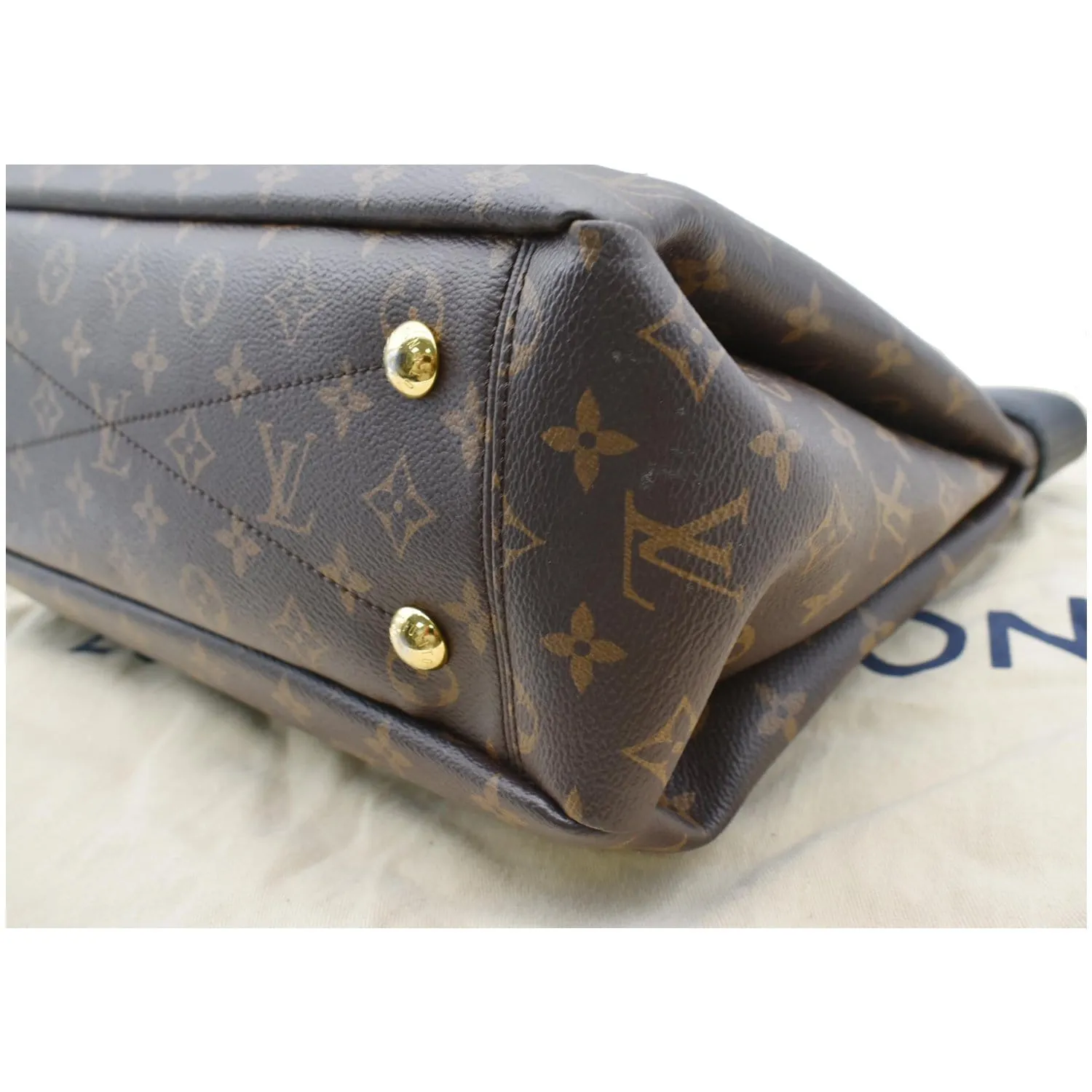 LOUIS VUITTON Pallas Chain Monogram Canvas Shopper Tote Bag Brown