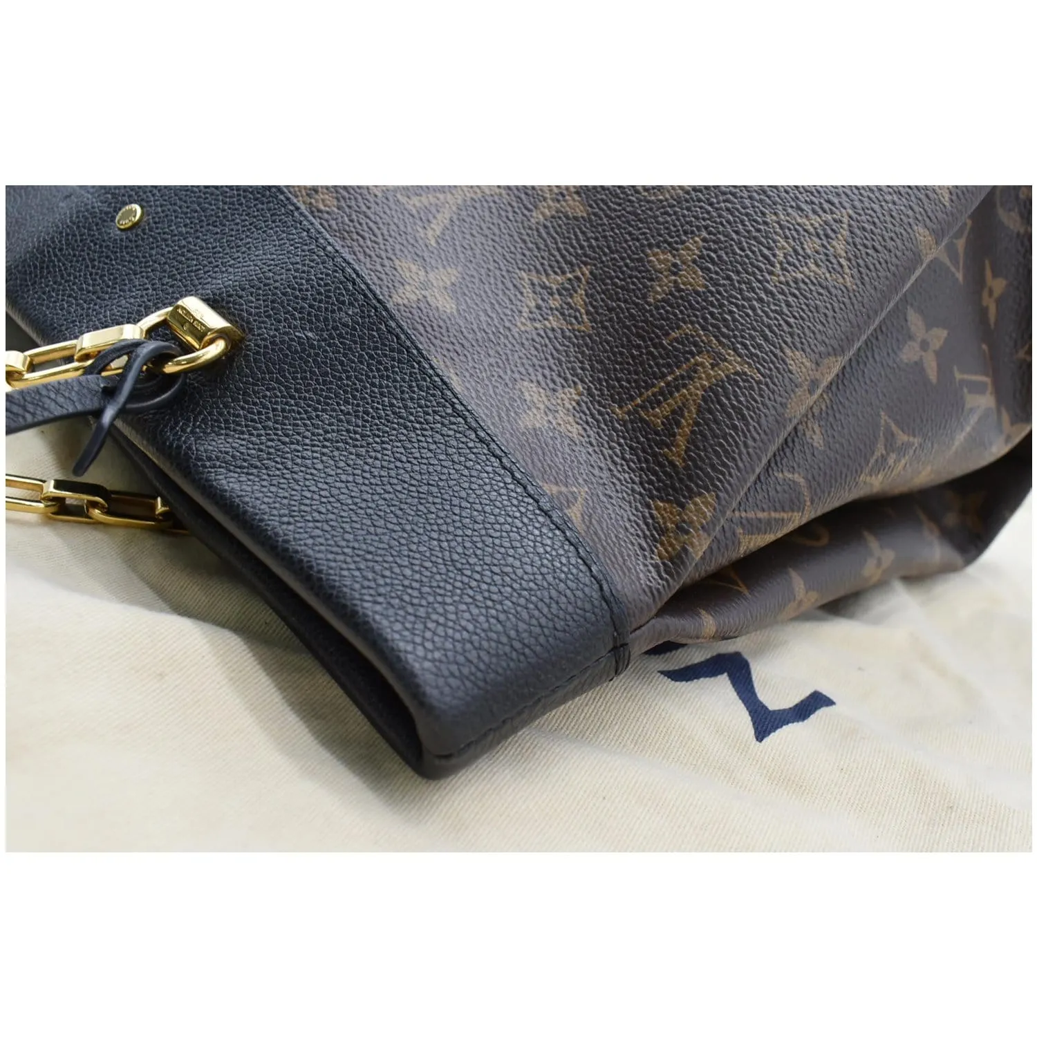 LOUIS VUITTON Pallas Chain Monogram Canvas Shopper Tote Bag Brown