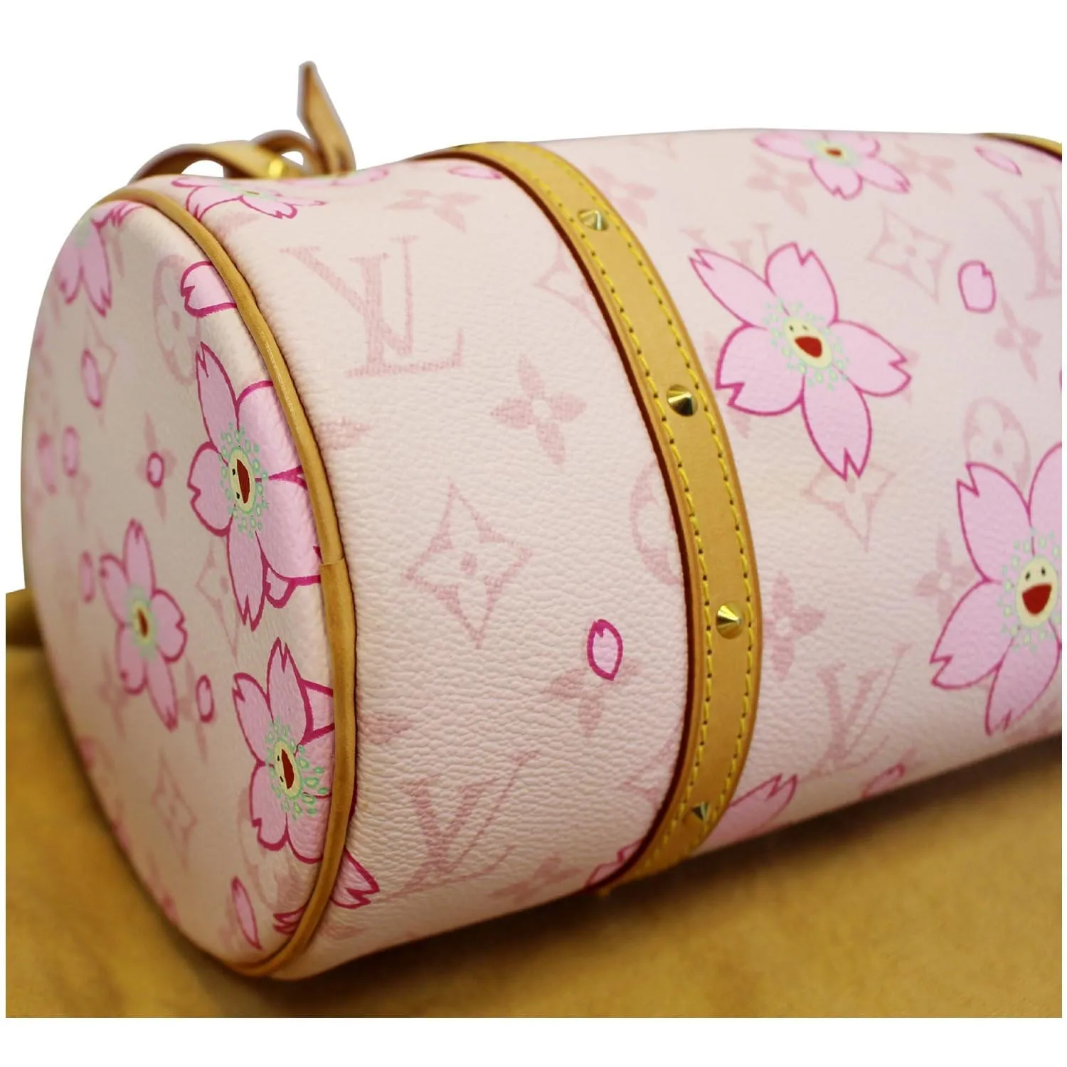LOUIS VUITTON Papillon Pink Monogram Cherry Blossom Tote Handbag