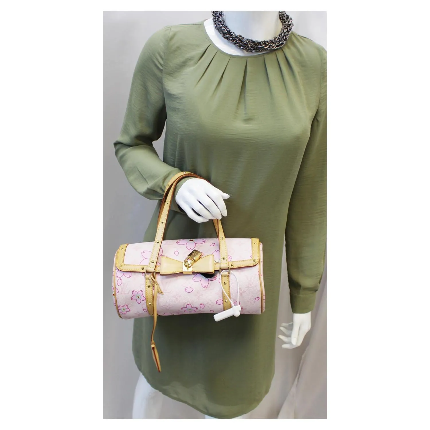 LOUIS VUITTON Papillon Pink Monogram Cherry Blossom Tote Handbag