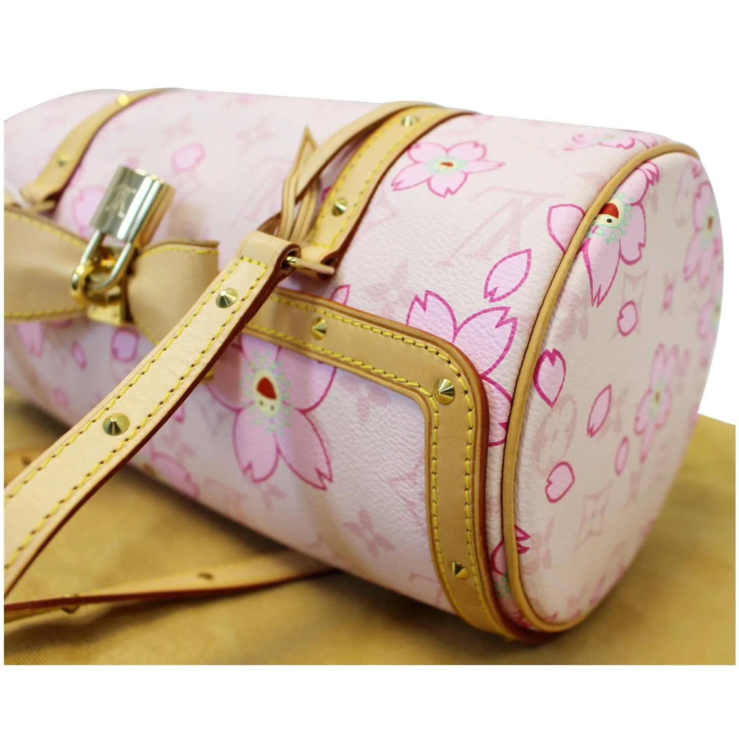 LOUIS VUITTON Papillon Pink Monogram Cherry Blossom Tote Handbag
