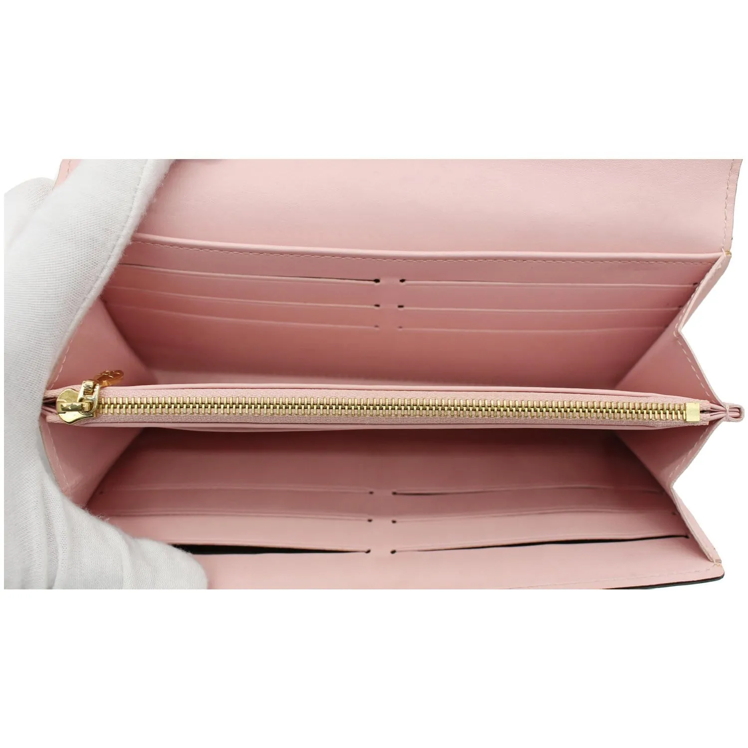 LOUIS VUITTON Sarah Monogram Vernis Leather Chain Wallet Light Pink
