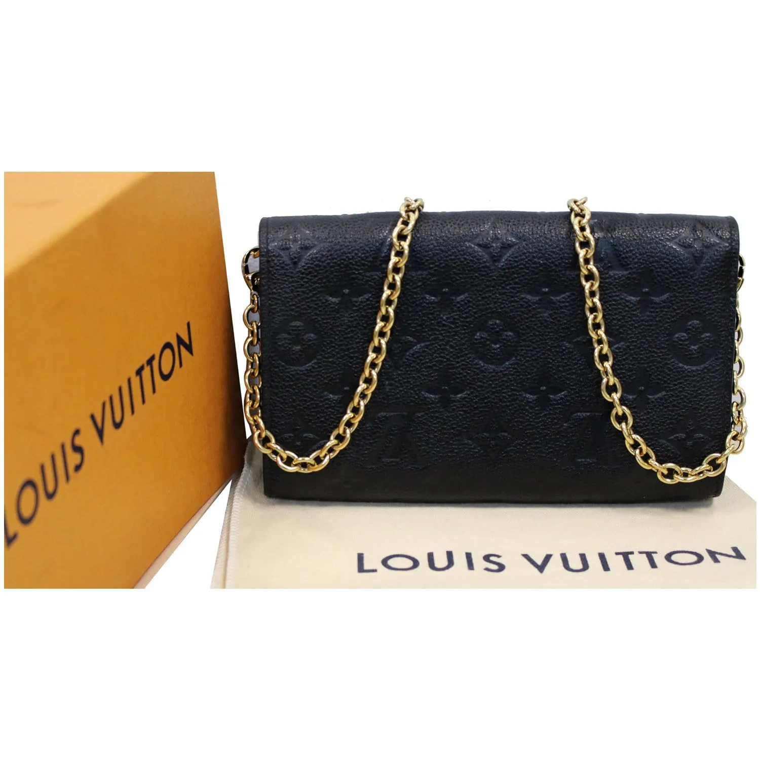 LOUIS VUITTON Vavin Monogram Empreinte Chain Wallet Black