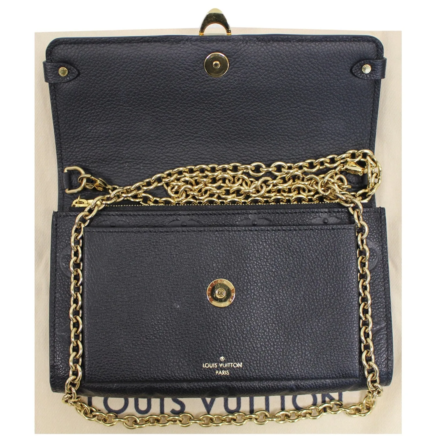 LOUIS VUITTON Vavin Monogram Empreinte Chain Wallet Black