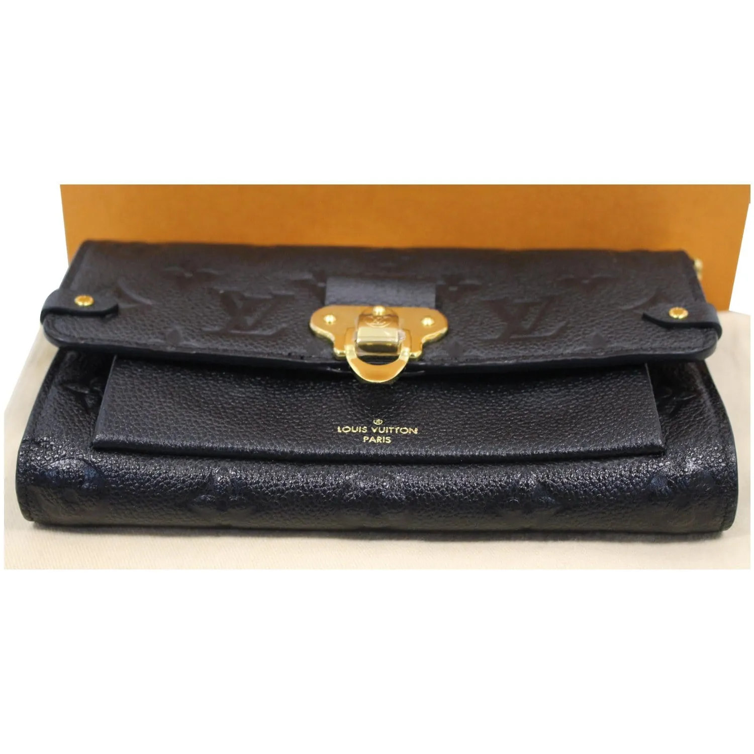 LOUIS VUITTON Vavin Monogram Empreinte Chain Wallet Black