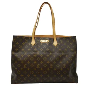 LOUIS VUITTON Wilshire GM Monogram Canvas Tote Shoulder Bag Brown