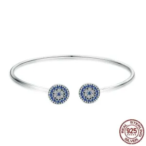 Lucky Blue Eye Bangle - 925 Sterling Silver